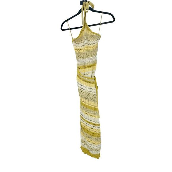 Jonathan Simkhai Midi Dress Halter Neck Marigold Strip Multi Size XS NWT - Picture 5 of 11